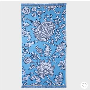 NWT Roller Rabbit x Target Blue Floral Fringe Beach Towel 72x40